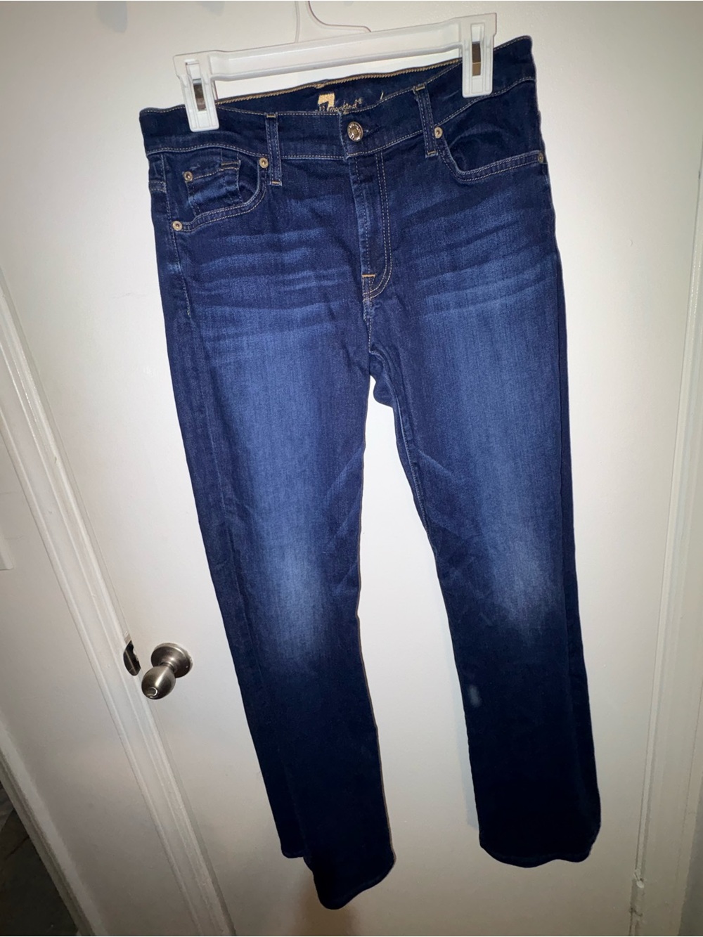 7 For All Mankind Mid-Rise Bootcut Dark Indigo Blue Jeans Size 30 - Picture 3 of 14